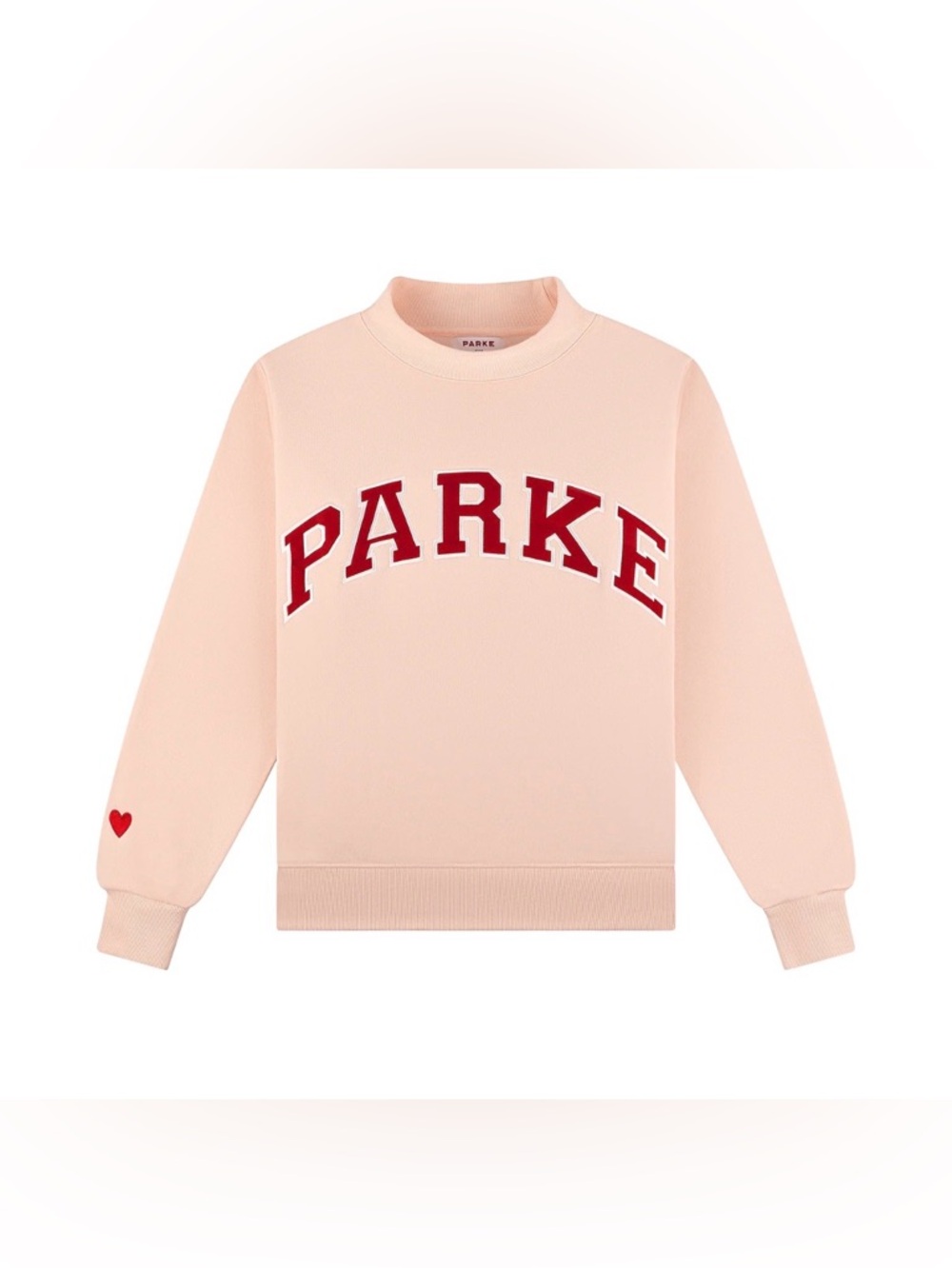PARKE Valentines Varsity Mockneck- Peony + Crimson Brand new